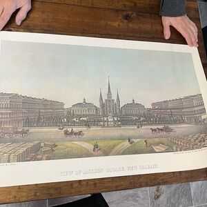 J Durler View of Jackson Square New Orleans Lithograph